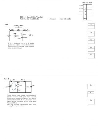 Elektrik Elektronik Mühendisliğinin Temelleri Arasınav -1 Soruları