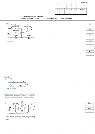 Elektrik Elektronik Mühendisliğinin Temelleri Arasınav -1 Soruları