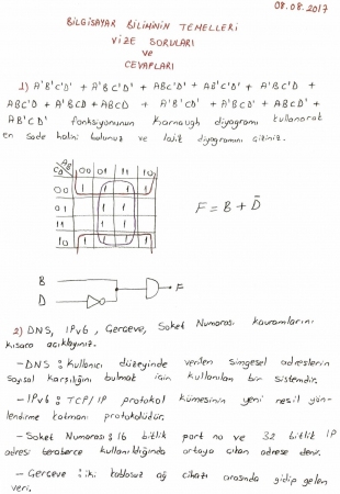 Bilgisayar Biliminin Temelleri Vize Soruları ve Cevapları