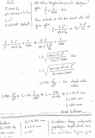 Makina Elemanları -1 Arasınav -2 Soruları ve Cevapları