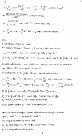 Makina Elemanları -1 Genel Sınav Soruları ve Cevapları