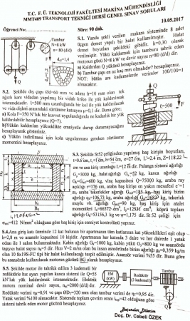 Transport Tekniği Dersi Final Soruları