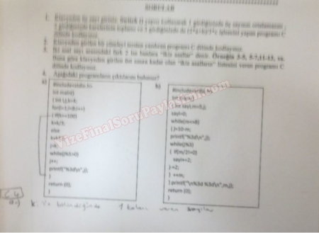 Algoritma ve Programlama 1 Vize ve Final Soruları