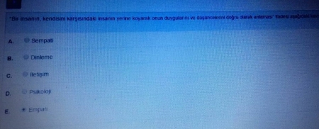 İletişim Teknikleri Dersi Kısa Sınav Soruları