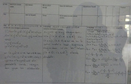 Lineer Cebir Vize Soruları - 2017