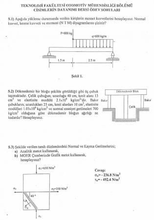 Cisimlerin Dayanımı Çalışma Soruları