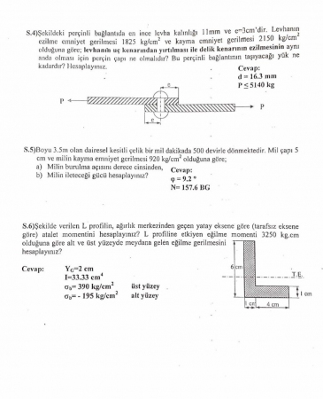 Cisimlerin Dayanımı Çalışma Soruları