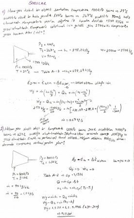 Termodinamik -2 Çalışma Soruları