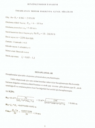 Benzinli Motor Tasarımı