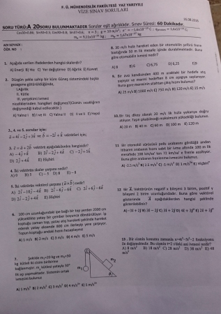 Fizik -1 Vize Soruları 