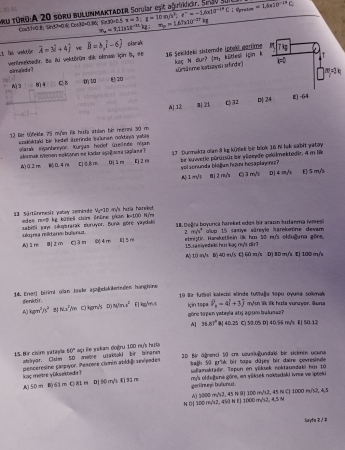 Fizik -1 Final Soruları ve Çözümleri