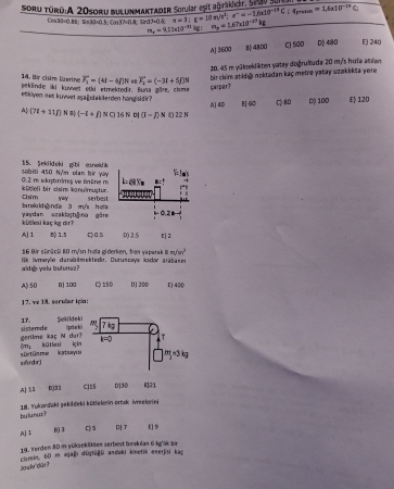 Fizik -1 Final Soruları - Mühendislik Fakültesi