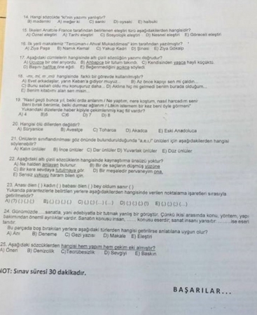 Türk Dili Final Soruları - 2017