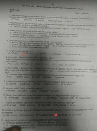 Türk Dili Final Soruları - 2017