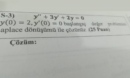 Mühendislik Matematiği Bütünleme Soruları -2018
