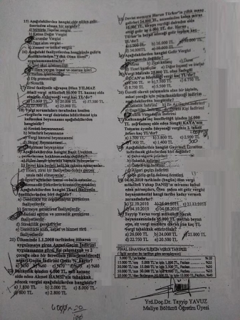 Vergi Hukuku Dersi Final Soruları