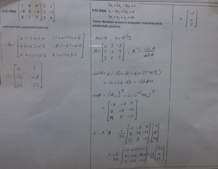 Lineer Cebir Bütünleme Soruları ve Cevapları -2018