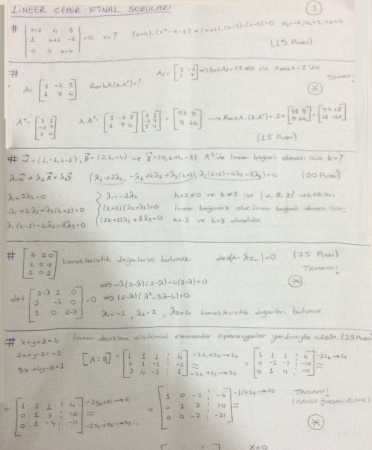 Lineer Cebir Final Soruları ve Cevapları -2017