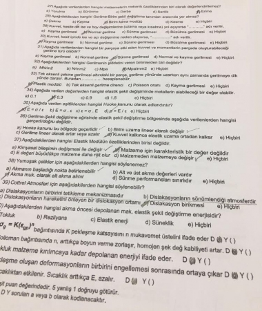 Malzemelerin Mekanik Davranışı Final Soruları -2017