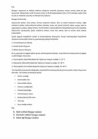 Biyogaz Dersi Vize Soruları ve Cevapları