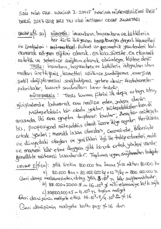 Makine Mühendisliğine Giriş Vize Soruları ve Cevapları