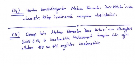 Makine Elemanları -1 Vize Soruları ve Cevapları -2017