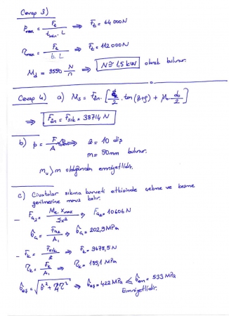 Makine Elemanları -1 Final Soruları ve Cevapları -2018