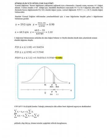 Mühendislikte İstatistik Dersi Final Soruları ve Cevapları -2017