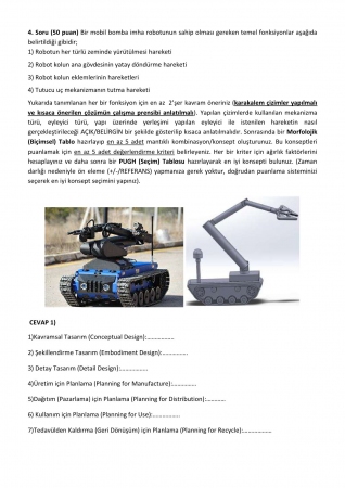 Mühendislik Tasarımı -1 Vize Soruları ve Cevapları -2017