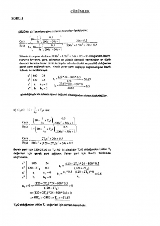 Sistem Dinamiği ve Kontrol Dersi Final Soruları ve Cevapları -2018