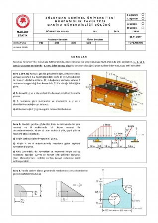 Statik Dersi Vize Soruları ve Cevapları 