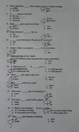 İngilizce Dersi Vize Soruları -2017
