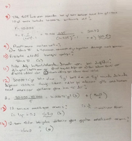Mühendislik Ekonomisi Dersi Final Soruları