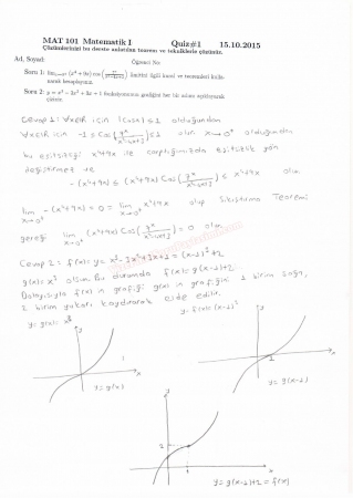 Matematik -1 Dersi Quiz Soruları ve Çözümleri