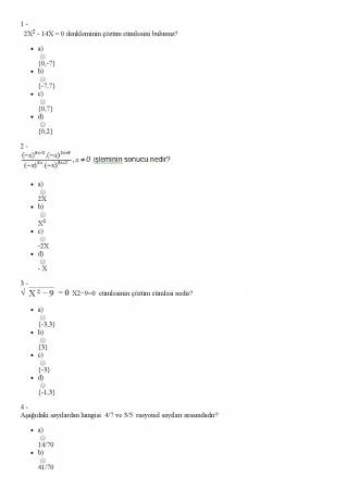 Matematik -1 Vize Soruları