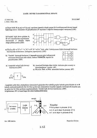 Sayısal Devre Tasarımı Final Sınavı