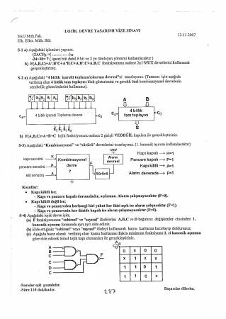 Sayısal Devre Tasarımı Vize Sınavı