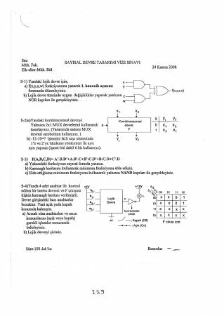 Sayısal Devre Tasarımı Vize Sınavı