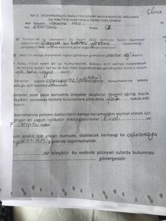 Su Kalitesi Vize Soruları