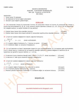 Olasılık Vize Soruları