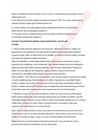 Medeni Hukuk Final Soruları Ve Cevapları
