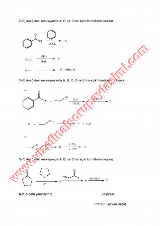 Organik Kimya-2 Final Soruları-2009