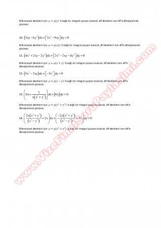 Matematik -3 Çalışma Soruları