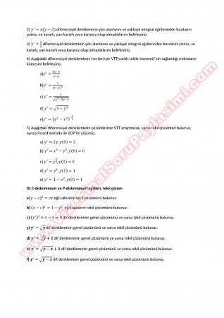 Matematik -3 Çalışma Soruları