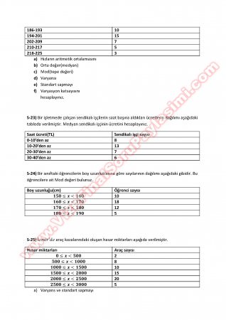 İstatistik Ara Sınav Çalışma Soruları 2014