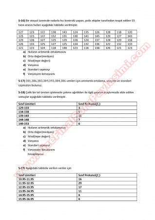 İstatistik Ara Sınav Çalışma Soruları 2014