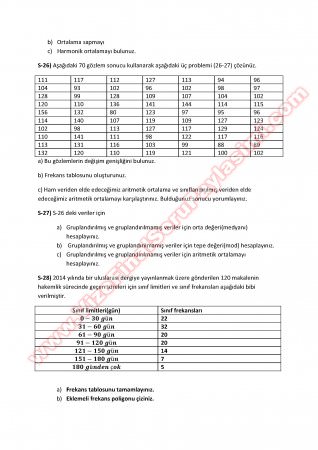 İstatistik Ara Sınav Çalışma Soruları 2014