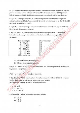 İstatistik Ara Sınav Çalışma Soruları -2  2014