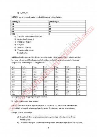 İstatistik Ara Sınav Çalışma Soruları -2  2014