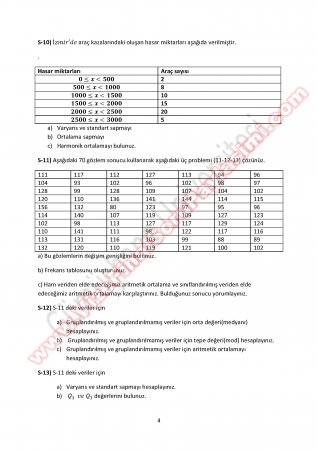 İstatistik Ara Sınav Çalışma Soruları -2  2014